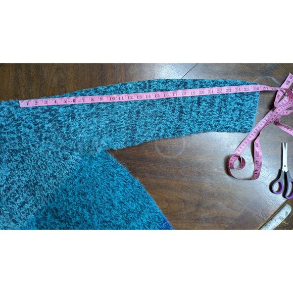 Sigrid Olsen Women's Blue & Teal Ombre Fuzzy knit cardigan Size 1X - Picture 8 of 12